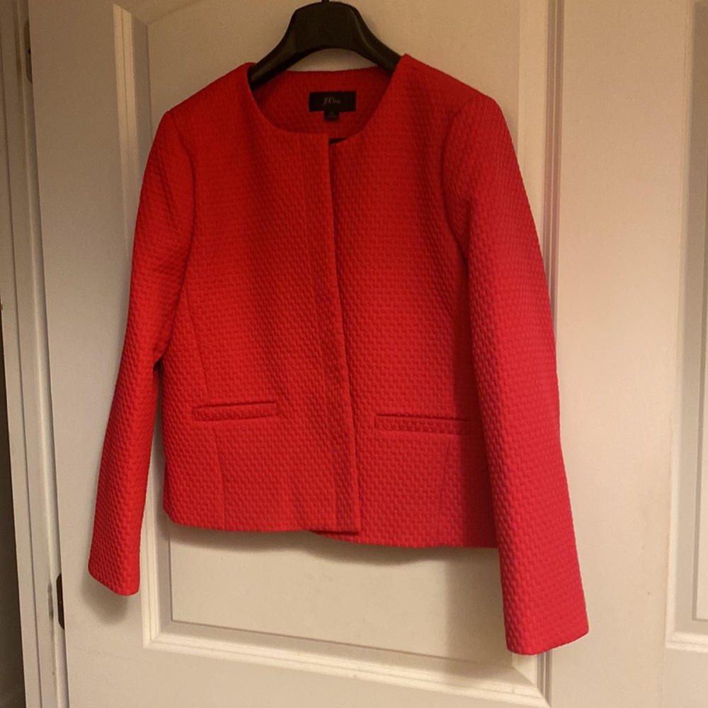 JCrew portfolio cropped jacket, 3/4 sleeves Bright Fuchsia color - Picture 5 of 6